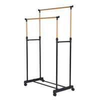 Porte-vêtements double à roulettes en métal, étagère de rangement autoportante pour la maison, la chambre et l'entrée, certifié CE