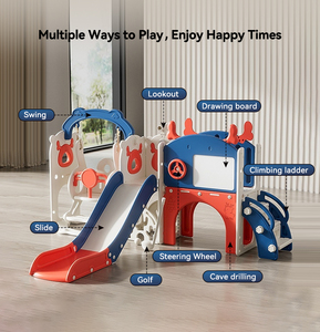 Ensemble de <span class=keywords><strong>balançoire</strong></span> et <span class=keywords><strong>toboggan</strong></span> d'intérieur en plastique durable pour enfants, adapté aux bébés et tout-petits, capacité de moins de 100 kg, maisonnette de jeu sûre et amusante - Product Image 1