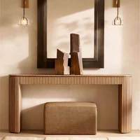Console Murale Multifonctionnelle en Bois de Chêne Massif RH, Couleur Personnalisable, Style Rétro Américain, pour Entrée, Couloir et Salon