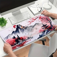 Grand tapis de souris lavable avec motif de rouleau chinois ancien, base en caoutchouc antidérapante, tapis de bureau étendu
