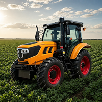 Tracteur agricole à roues Eminent 100HP 4WD avec cabine climatisée, forte pression hydraulique et levage élevé pour les tâches de terrain modernes