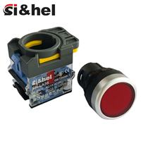 Pulsante a Pressione Momentaneo Rosso Si&hel 22mm, 1NO1NC, IP41, per Controllo Elettrodomestici, Corrente Massima 10A, 220V, LED Illuminato, in Plastica