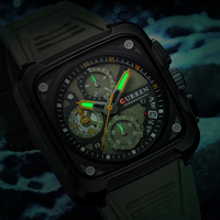 Montres-bracelets à quartz CURREN 8461, étanches, aiguilles luminescentes, chronographe, calendrier, montres-bracelets carrées de luxe pour hommes