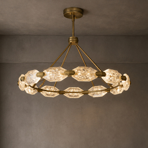 Lámpara de techo de cristal texturizado hecha a mano, anillo lineal, dos estilos, para sala de estar, comedor, villa. - Product Image 2