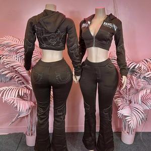 C0305, осенний комплект из 2 предметов, уличная мода, Спортивная толстовка с капюшоном, штаны для бега - Product Image 1