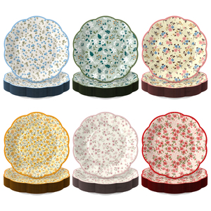 Ensemble <span class=keywords><strong>de</strong></span> vaisselle jetable biodégradable en forme <span class=keywords><strong>de</strong></span> fleur pour fête du thé aux fleurs sauvages modernes avec serviettes en <span class=keywords><strong>papier</strong></span> dorées pour les fêtes <span class=keywords><strong>de</strong></span> Noël - Product Image 5