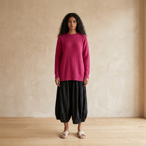 Women's Black Cotton Breathable Casual Low Elastic Waist Flat Front Free Size Straight Bohemian Loose Ankle-Length Summer <b>Pants</b> - Product Image 5