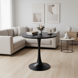 Table à manger ronde moderne DB avec plateau en verre trempé et pieds en métal, design stable pour la maison, le bureau et le salon - Product Image 2