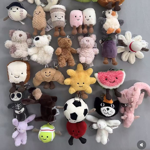 Porte-clés pendentif plat en forme de cornes de balle Jelly Fun, décoration de sac, jouet en peluche, cadeau, rembourré en coton PP, emballage en filet, unisexe, vente en gros - Product Image 2