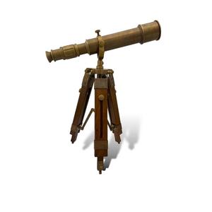 Brass Telescope Mounted on Wood <b>Stand</b> Classic Nautical Design Light <b>Weight</b> Multipurpose for Desk Office Home Decorative Display - Product Image 1