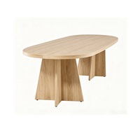 Meubles d'intérieur nordiques de luxe modernes, grande table à manger en bois, table à manger ovale en bois pour restaurant