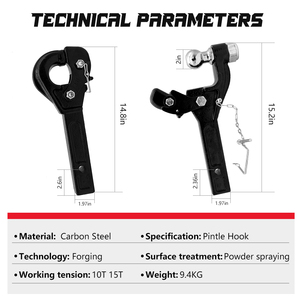 Ambull Engrenage d'<span class=keywords><strong>attelage</strong></span> robuste 15t avec crochet de remorquage sans rotule, neuf, <span class=keywords><strong>pas</strong></span> <span class=keywords><strong>cher</strong></span>, noir, forgé, pour remorques - Product Image 2