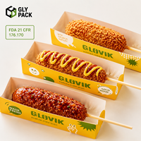 Boîte à Corndog en Papier Kraft Personnalisée Imprimée en Gros, Plateau à Hot-Dog pour Corndog Coréen, Emballage à Emporter pour Traiteur