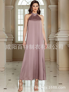 <span class=keywords><strong>Brownie</strong></span>-Color O-cuello Hasta el suelo Crocheted Acrílico Light Luxury Half-High Collar Conjunto de dos piezas - Product Image 5