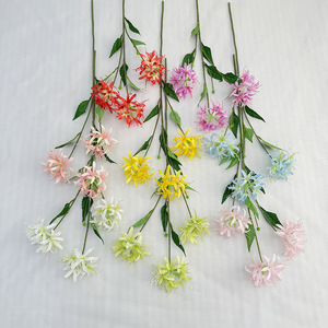 Fleur artificielle en soie Meiyu Craft Flower Factory, lys araignée, blanc, rose pâle, jaune, bleu, vert, rose foncé, violet, pour mariage et décoration intérieure - Product Image 4