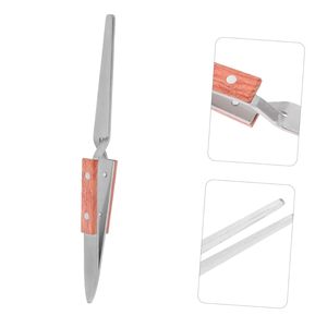 Pince à épiler en acier inoxydable pour manucure, clip de modelage des ongles avec manche en bois pour gel UV, acrylique, usage domestique - Product Image 1