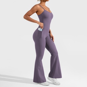 Pantalon de yoga évasé taille haute, design unique, séchage rapide, combinaison de sport et fitness avec leggings évasés, port bidirectionnel - Product Image 6