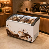 Congélateur à glace commercial 720L avec couvercle coulissant en verre, refroidissement direct, congélateur coffre profond pour restaurant