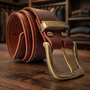 Ceintures en cuir vintage à la mode BS INTERNATIONAL pour hommes, longueur personnalisée, durables, imperméables, de luxe, faites à la main, boucle en acier marron - Product Image 1