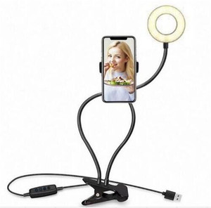 3-Light 10-Level Brightness LED Selfie Ring fill Light avec support de téléphone portable pour <span class=keywords><strong>iPhone</strong></span> Live Stream Smartphone Lazy Bracket - Product Image 1