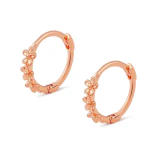 Gemnel New Arrival 925 Sterling Silver Popular Gold Plated Flower Earrings Large Hoop Earrings Fashion Hoop Earrings