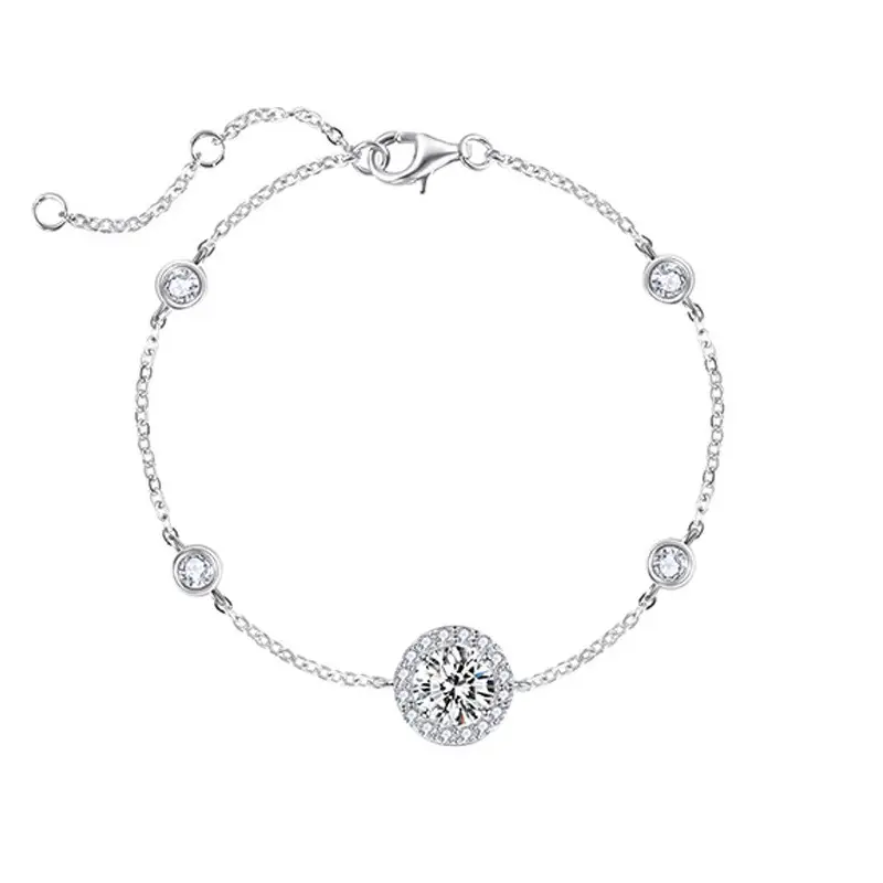 Gioielli di marca all'ingrosso braccialetto in argento Sterling 925 braccialetti con ciondoli da donna su misura pendenti con ciondoli geometrici in zircone