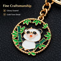 Zinklegierung Weiche Emaille Chinesischer Stil Niedlicher Panda Schlüsselanhänger Cartoon Runder Kreativer Schlüsselring Taschenanhänger Geschenk Souvenir