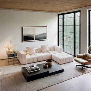 Divano Modulare <span class=keywords><strong>a</strong></span> Forma di L Senza Struttura, Stile Crema, Compresso Sottovuoto per Piccoli Spazi, Divano in Spugna Compressa per Soggiorno - Product Image 1