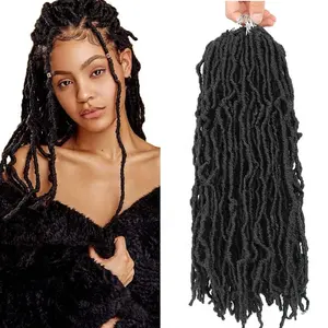 Fecho de cabelo falso de crochê, 18 polegadas, novo, tranças de crochê natural, cabelo sintético macio, encaracolado, ondulado, 100% premium afro