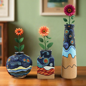 Macetas de Resina Hechas a Mano, Inspiradas en la Noche Estrellada de Van Gogh, Arreglo Floral, Arte Floral, Manualidades para Decoración del Hogar, Adorno de Escritorio - Product Image 4
