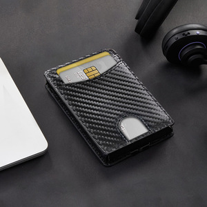 Carbon Fiber Textured <b>Wallet</b> <b>For</b> <b>Men</b> <b>RFID</b> Blocking Metal Card Holder Multi Slot Money Clip 6 Inch Solid Color Everyday Use - Product Image 2