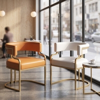 Chaise de salle à manger en cuir de haute qualité EaseNeat, style luxe léger, pieds en métal, stable, antidérapante, pour salon