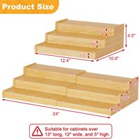 Organisateur de rangement extensible en bambou pour garde-manger, support de présentation réglable à 3 niveaux pour armoire de cuisine et comptoir
