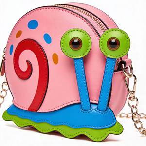 Bolso Bandolera con Forma de Caracol, Bonito y Moderno, de Cuero Sintético Rosa, Bolso Redondo de Hombro, Mini Bolso Divertido de Dibujos Animados para Niñas, 2025 - Product Image 1