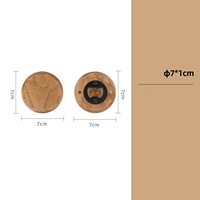 Abridor de Botellas Magnético de Madera Natural Portátil de 7 cm, Abridor Redondo Sólido para Cerveza, Vino y Bebidas, Imán para Refrigerador, Decoración para Cocina, Bar y Hogar