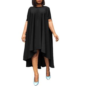 Noir Sexy <span class=keywords><strong>Mature</strong></span> Lady Plus Size Robe longue t-shirts Fat Women Dress - Product Image 1