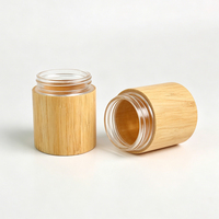 Bouteille en verre cosmétique en bambou 60/90 ml, pot en verre pour crème visage, avec couvercle en bois, résistant aux enfants, impression de logo, gravure, conteneur
