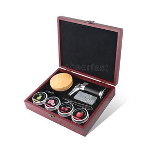 新しいカクテルスモーカー、赤色の木製ボックスキットとウイスキー スモーカーセット（トーチ付き）、天然のアップル、チェリー、オーク、ペア、ペカンウッドチップ入り - Product Image 3