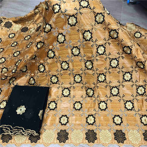 Kain Bazin Riche Jerman 5 + 2yard Feitex Bazin Riche 100% kain katun Bazin dan renda serasi - Product Image 3