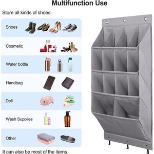 Wholesale Household Foldable <b>Shoe</b> Organizer Over the Door 14 Pockets <b>Storage</b> Hanging Organizer <b>Shoe</b> Bag <b>Save</b> <b>Space</b> for Home - Product Image 2