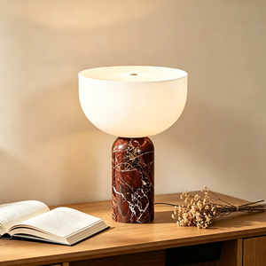 Lampe de bureau LED en marbre de style nordique simple, interrupteur tactile, abat-jour blanc, lampe de bureau pour salon, chambre à coucher - Product Image 5