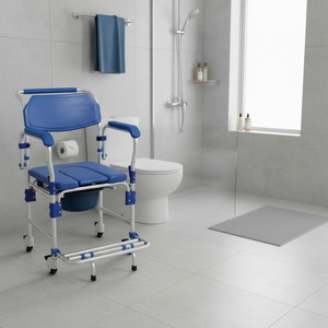 Fauteuil roulant de salle de bain en aluminium très bien coté – Chaise de salle de bain, siège confortable, structure durable, nettoyage facile - Product Image 3