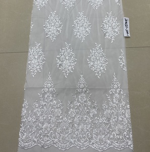 Tissu de dentelle perlée bon marché/machine de broderie de paillettes perlées tissu de dentelle pour robe ou mariée - Product Image 1