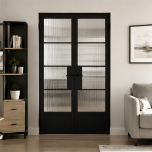 Puerta de Acero y Vidrio Directo de Fábrica, Marco de Metal Negro, Estilo Francés, Interior, Proveedor de Tamaños Personalizados - Product Image 3