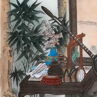 Peinture sur soie 100% peinte à la main représentant un savant chinois ancien, 50x75cm, art mural traditionnel oriental pour la décoration de la maison et des galeries