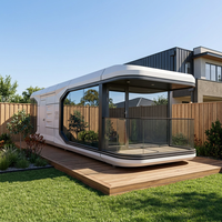 Maison-capsule spatiale de luxe, cabane modulaire préfabriquée pour hôtel de villégiature, glamping, hébergement panoramique avec fenêtre en verre