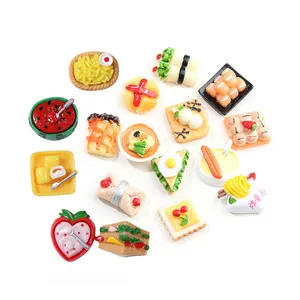 Nuevo desayuno dulce tema fideos sándwich sushi diseño parte posterior plana resina comida artesanía fory DIY