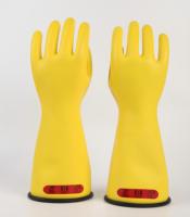 Kit de Guantes de Seguridad Eléctricos de Caucho Natural Aislante, Diseño Bicolor, Exterior Negro, Interior Rojo, 1000V, 14 Pulgadas, EN60903 Clase 0