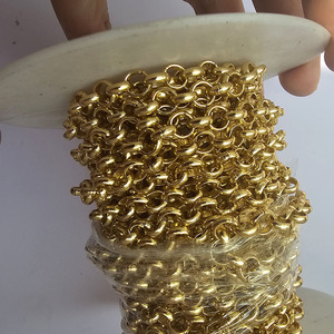 BCL133 Chaînes à maillons Rolo ronds en alliage d'<span class=keywords><strong>aluminium</strong></span> plaqué or mat épais, fournitures de bijoux populaires - Product Image 2