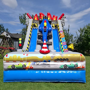 Château Gonflable Toboggan Voiture de Course Double Piste pour Enfants, Toboggan Sec, Jeux Gonflables, Aire de Jeux pour Garçons, Location pour Fêtes - Product Image 3